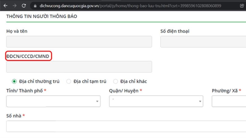 Mã định danh cá nhân của các bạn sẽ được hiển thị ở mục Thông tin người thông báo