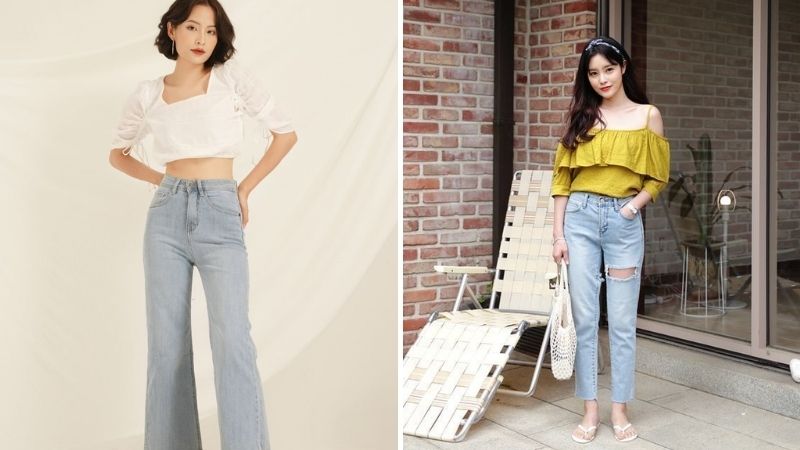 Áo cách điệu và quần jeans