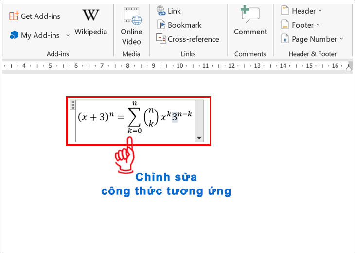 Tùy chỉnh công thức tương ứng