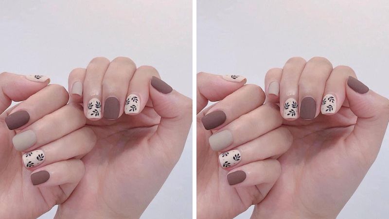 Mẫu nail ngắn họa tiết