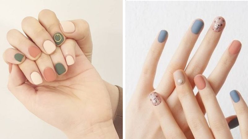 Mẫu nail ngắn nhiều màu