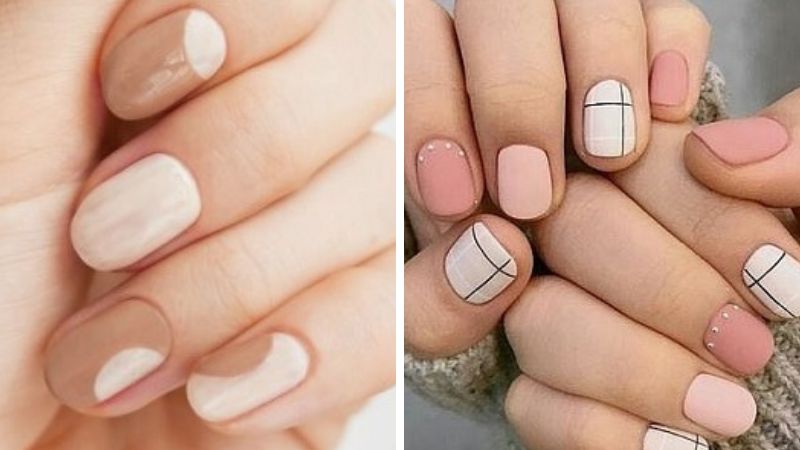 Mẫu nail ngắn màu nhạt