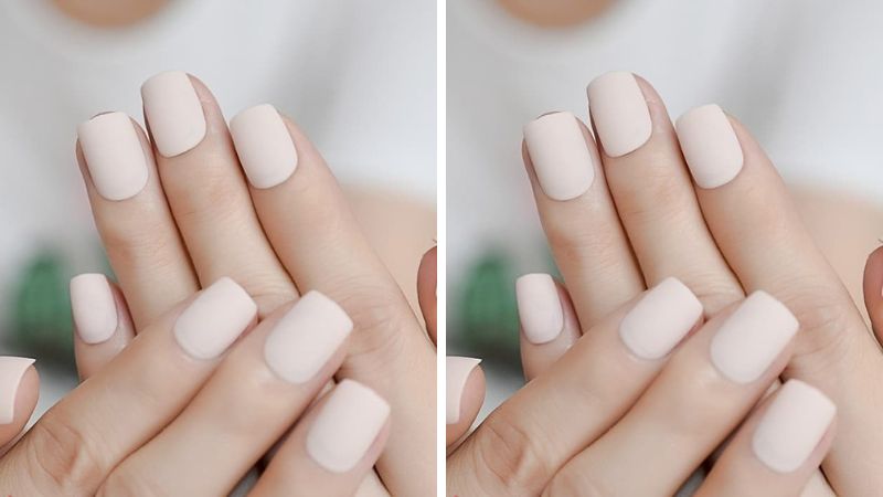 Mẫu nail ngắn màu trắng