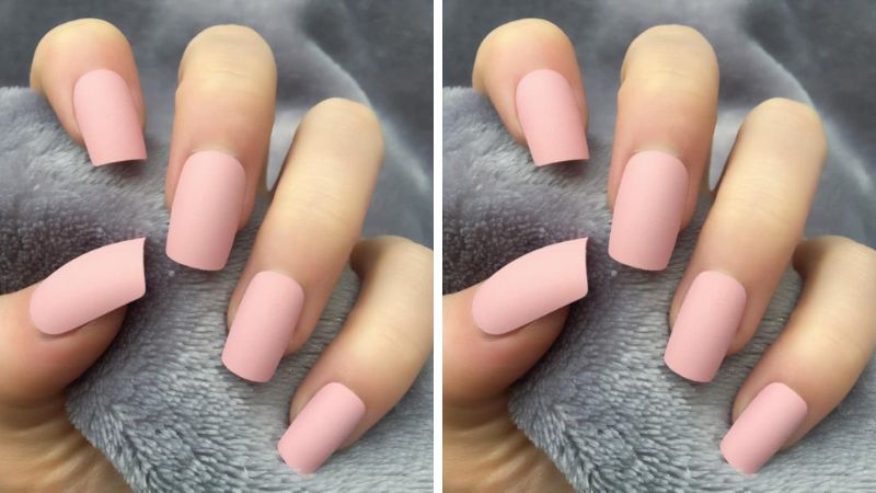 Mẫu nail dài hồng nhạt