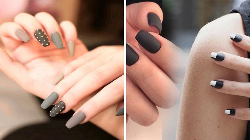 Mẫu nail dài xám đen