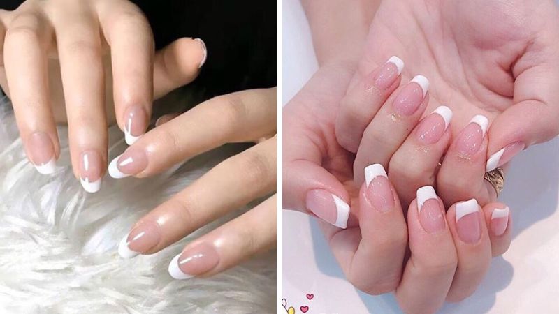 Mẫu nail dài viền trắng