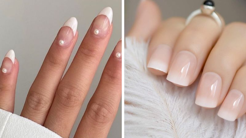 Mẫu nail dài màu trắng