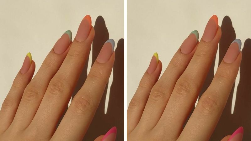 Mẫu nail dài cầu vồng