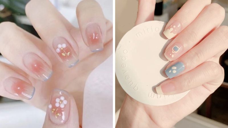 Mẫu nail họa tiết đơn giản cho học sinh, sinh viên