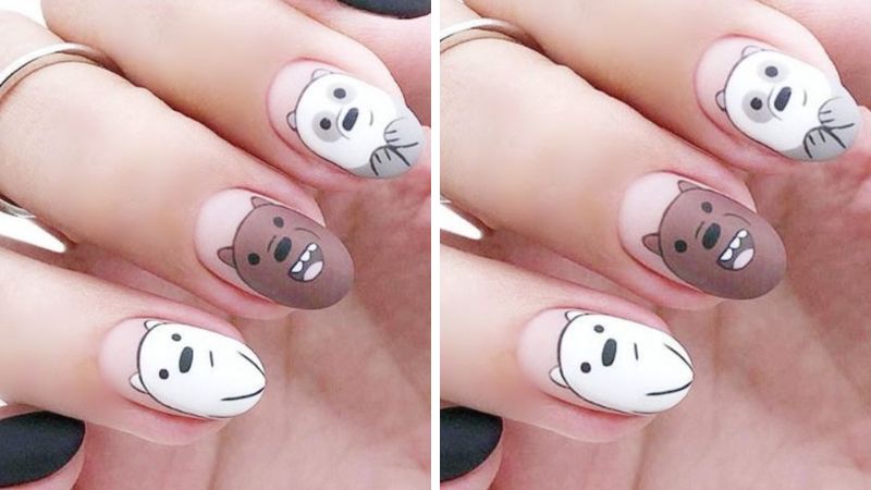 Mẫu nail hoạt hình gấu