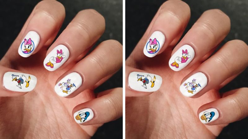 Mẫu nail hoạt hình vịt Donald