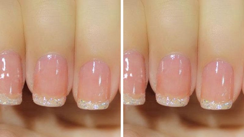 Mẫu nail bóng màu kem kim tuyến 