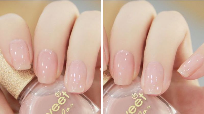 Mẫu nail bóng màu kem