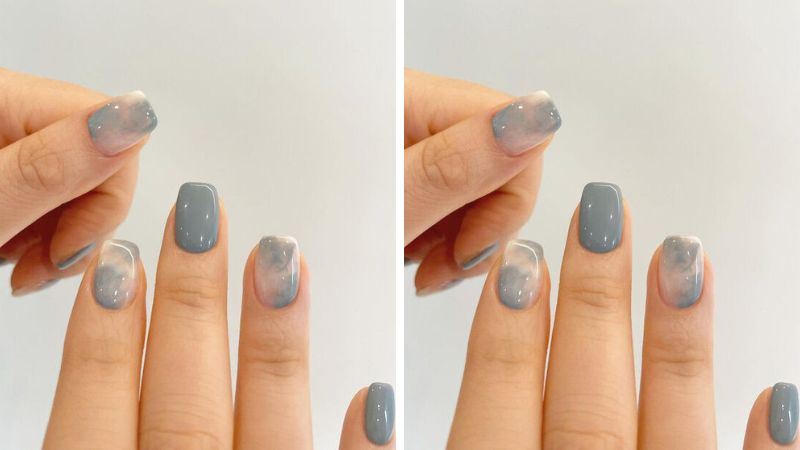 Mẫu nail bóng màu xanh lam