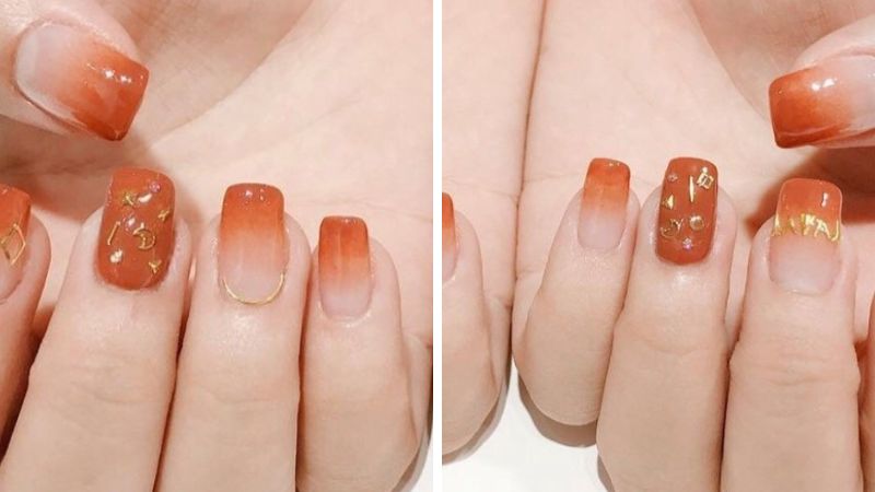 Mẫu nail bóng màu cam