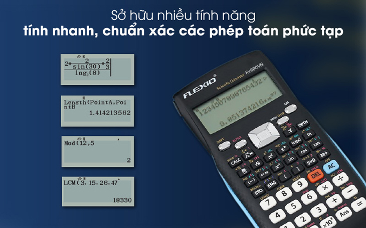 Máy tính khoa học Thiên Long - Flexio FX680VN Xanh có 529 tính năng cần thiết, giúp tính nhanh và chuẩn xác các phép tính phức tạp