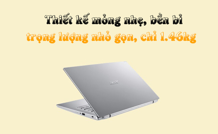 Laptop có thiết kế mỏng nhẹ, nhỏ gọn.