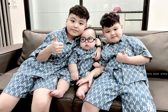 Ba con trai của chị Ngô Huyền, bé 9 tuổi, 6 tuổi và một tuổi. Ảnh: Tran Boon