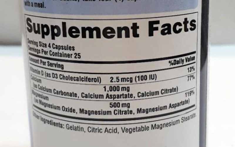 Thành phần viên uống Puritan's Pride Calcium Magnesium Vitamin D3